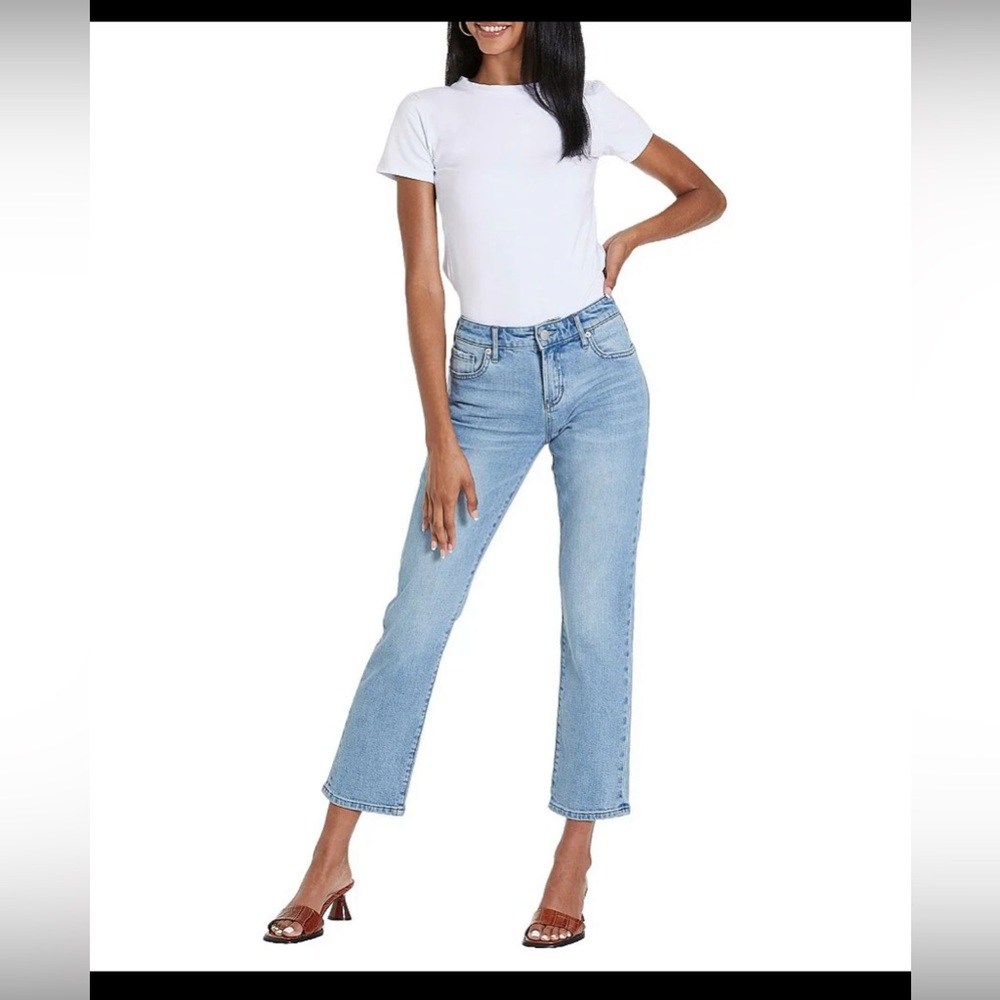 Dear John Light Blue Straight Leg Jeans Blaire High Rise Ankle Slim Straight